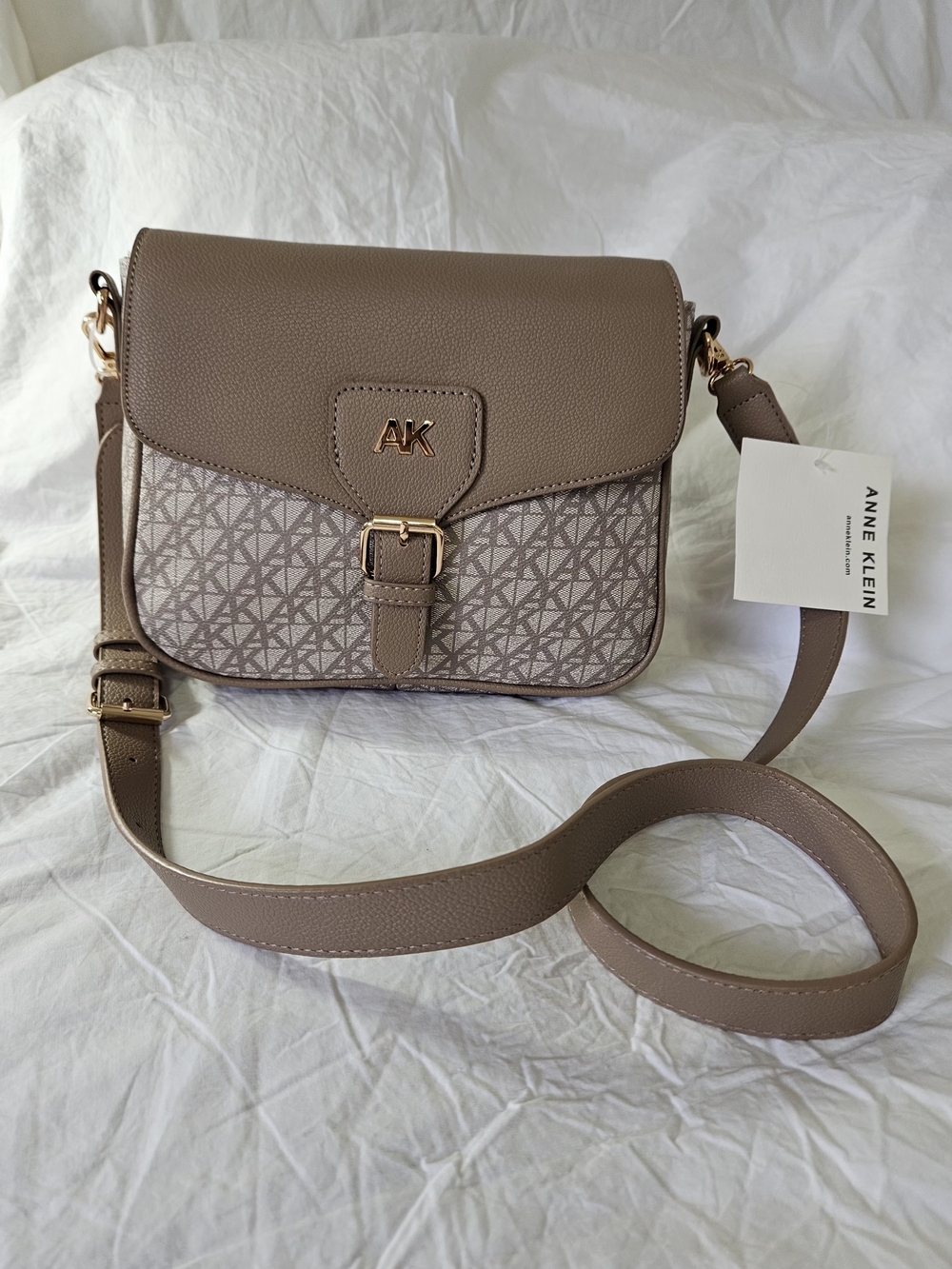 NWT Anne Klein Taupe Signature Crossbody Bag